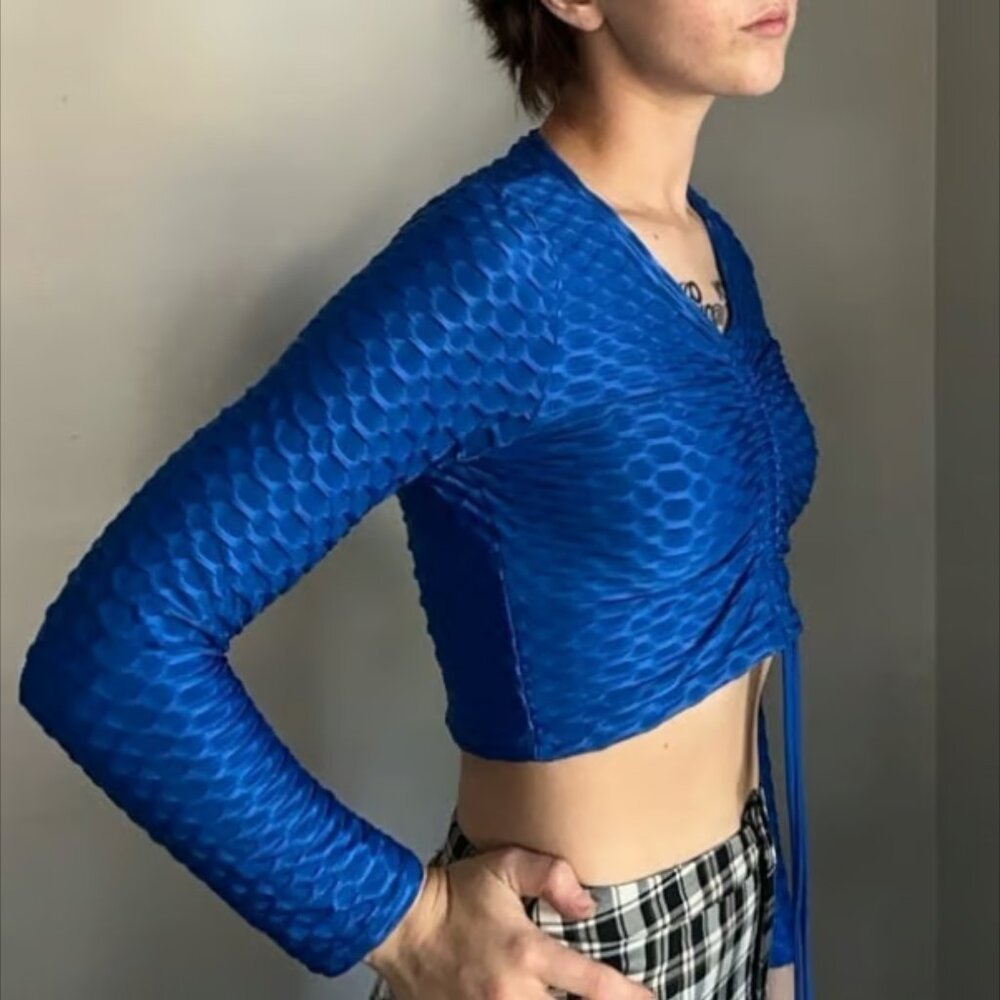 Fitted Crop Top Cobalt Blue
